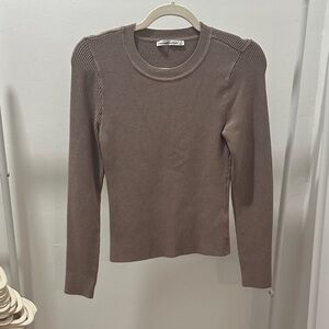 Brown Ribbed Long Sleeve Sweater
